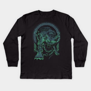 Norse Fenrir Wolf Ragnarok Viking Mythology Kids Long Sleeve T-Shirt